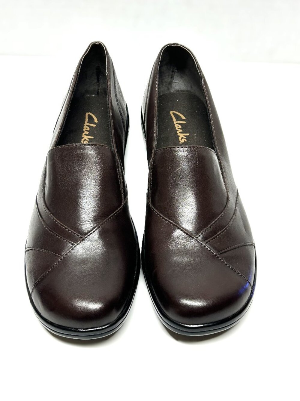 Clarks brown leather loafers size 9M